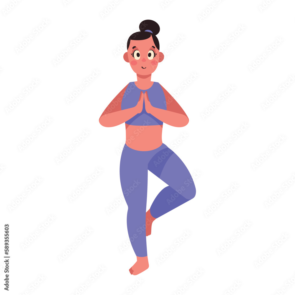 woman in tree yoga position woman in tree yoga position