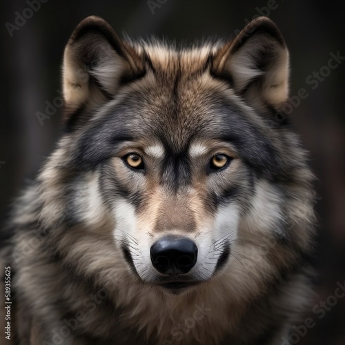 Intense Gaze: A Close-Up Portrait of a Captivating Wolf © Lee