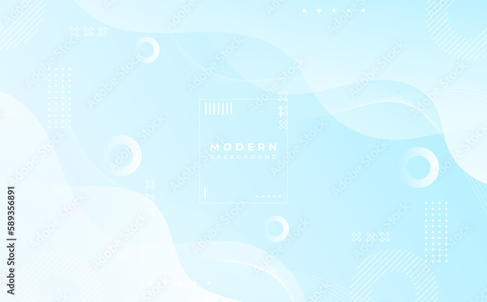 Modern background. colorful, blue gradation clouds, waves, geometrics, memphis style