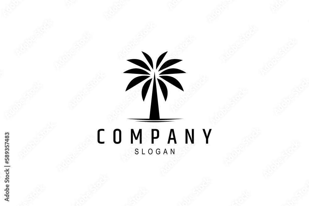 palm tree logo in black simple flat design style