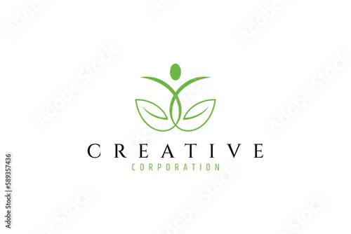 people and leaf logo, health care vector icon template