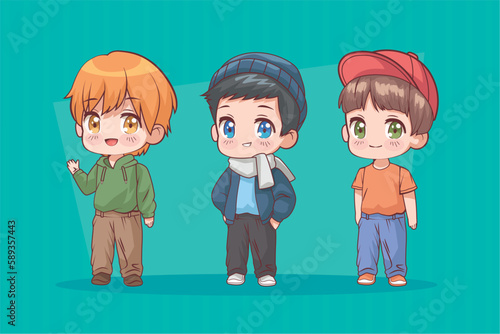 three anime boys characters