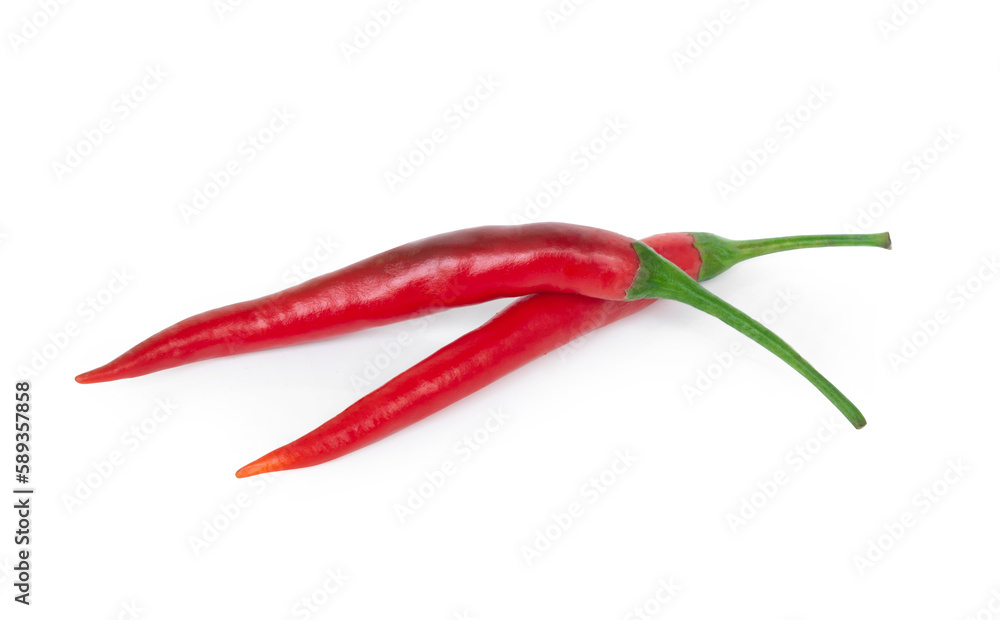 Closeup chilli pepper on white background, raw food ingredient concept Closeup chilli pepper on white background, raw food ingredient concept