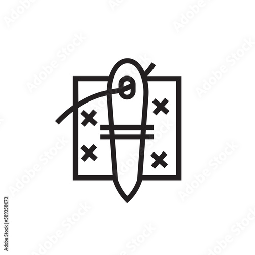 Fabric Needle Pin Outline Icon