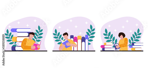 World Book Day Flat Bundle Design Illustration