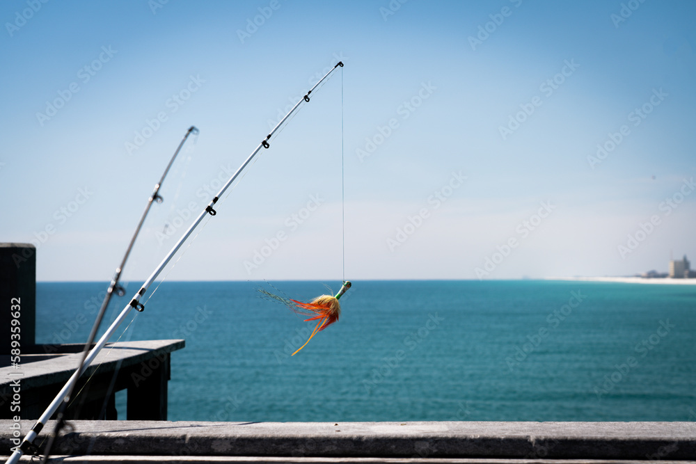 Fishing Poles off the Pensacola Pier Fishing Poles off the Pensacola Pier