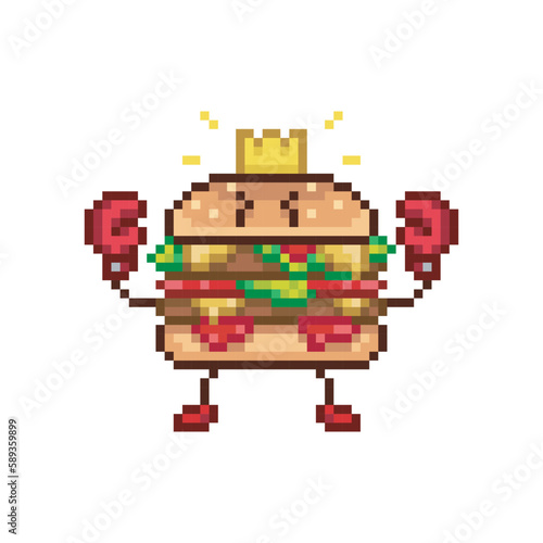 Burger boxer, pixel art meme © Rebeca V.S