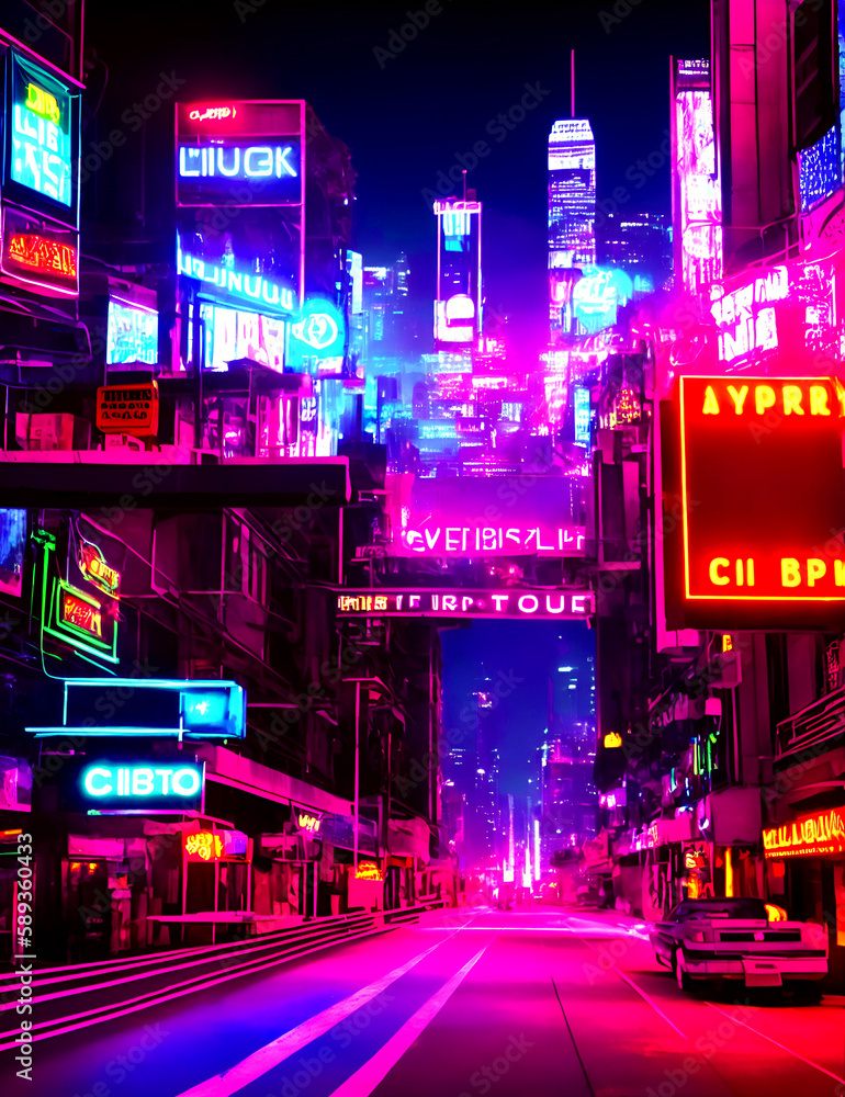 Futuristic Cyberpunk City at Night