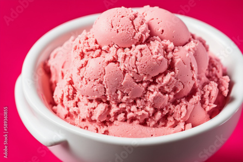Strawberry ice cream. Generative AI