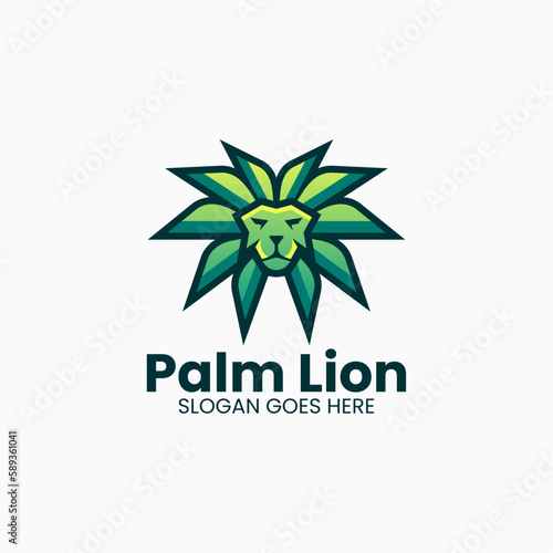 Vector Logo Illustration Palm Lion Gradient Colorful Style