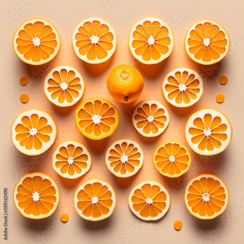Padrão de laranjas em vista superior.