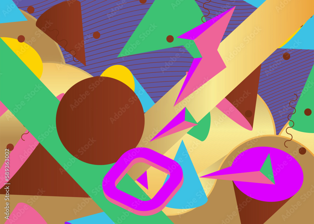Retro Purple, Green, Brown and gold busy abstract geometric poster. Vintage geometrical graphic shapes template. Retro Purple, Green, Brown and gold busy abstract geometric poster. Vintage geometrical graphic shapes template.