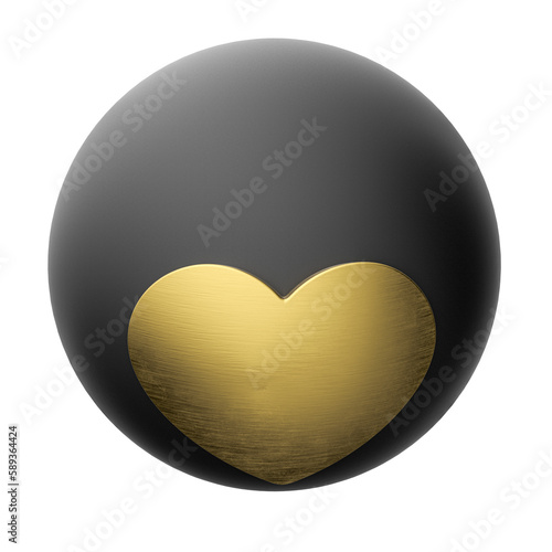 Like ball black and gold 3d render illustration