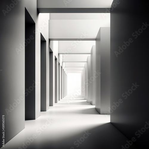 Black and white composition with geometric areas