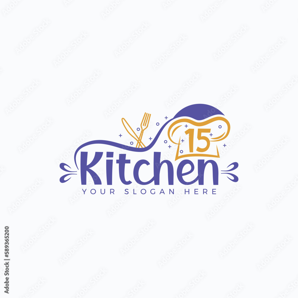 kitchen cooking logo with cutlery Spoon and Fork
