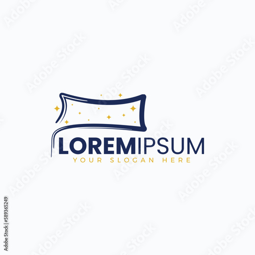 Pillow flat logo Vector with stars dream bedroom decorations cushion concept