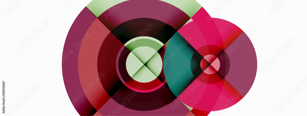 Fototapeta premium Circles with shadows trendy minimal geometric composition abstract background