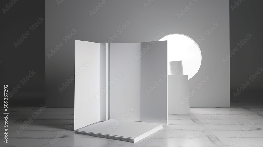 Brochure 3D Rendering White Blank Mockup Brochure 3D Rendering White Blank Mockup