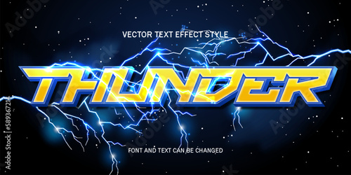 thunder lightning flash yellow bolt typography editable text effect font style template background design