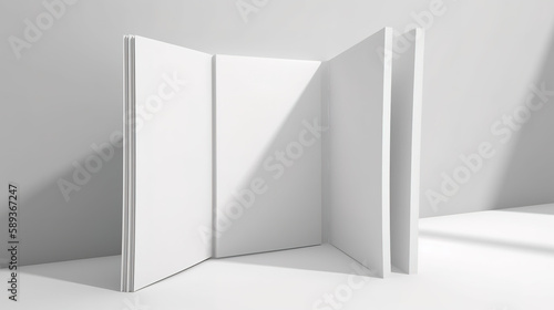 Brochure 3D Rendering White Blank Mockup