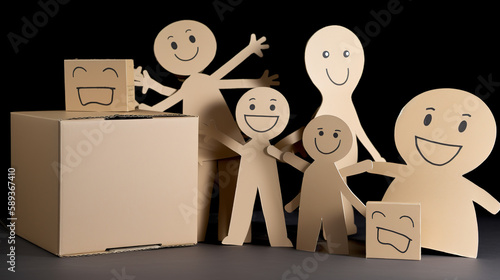 Cardboard Figures with Cartoons of Happy