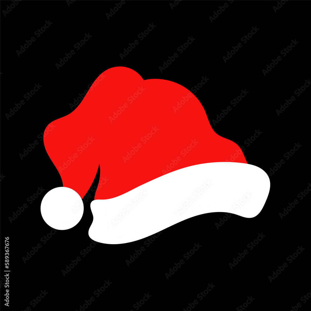 Santa Claus red hat silhouette in flat style. Merry Christmas clothes holiday vector illustration elements for design Santa Claus red hat silhouette in flat style. Merry Christmas clothes holiday vector illustration elements for design