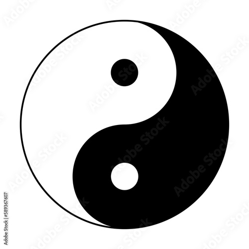 Black yin yang on a white background, vector