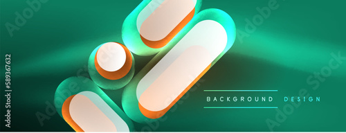 Neon circle abstract background. Template for wallpaper, banner, presentation, background