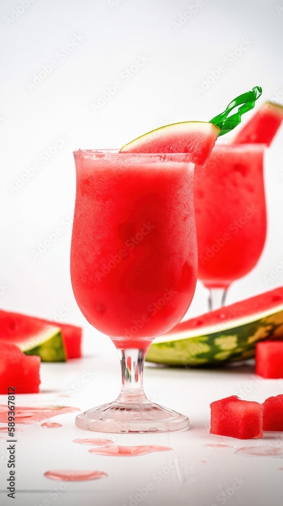 Fresh watermelon juice in glasses on the table Fresh watermelon juice in glasses on the table