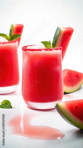 Fresh watermelon juice in glasses on the table