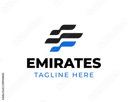 Unique letter e wave flag logo