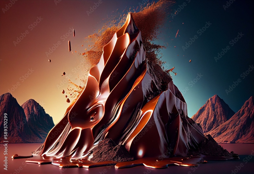 melting chocolate mountain Generative AI