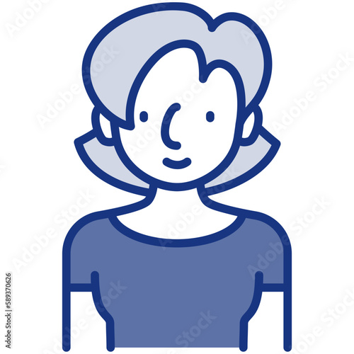 elder female avatar blue icon