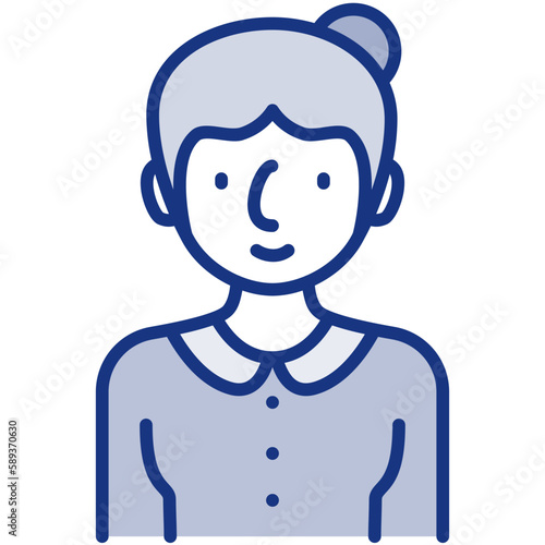 elder female avatar blue icon