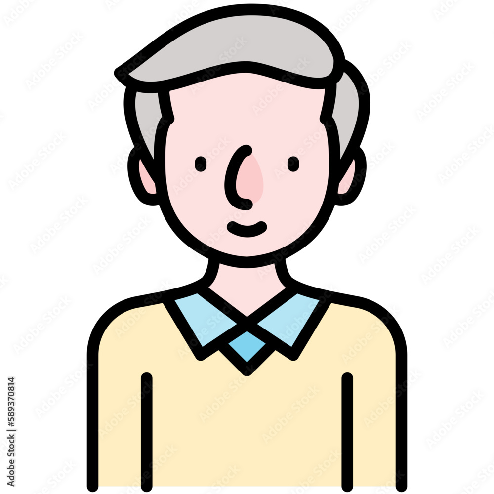 elder male avatar black outline filled color icon elder male avatar black outline filled color icon