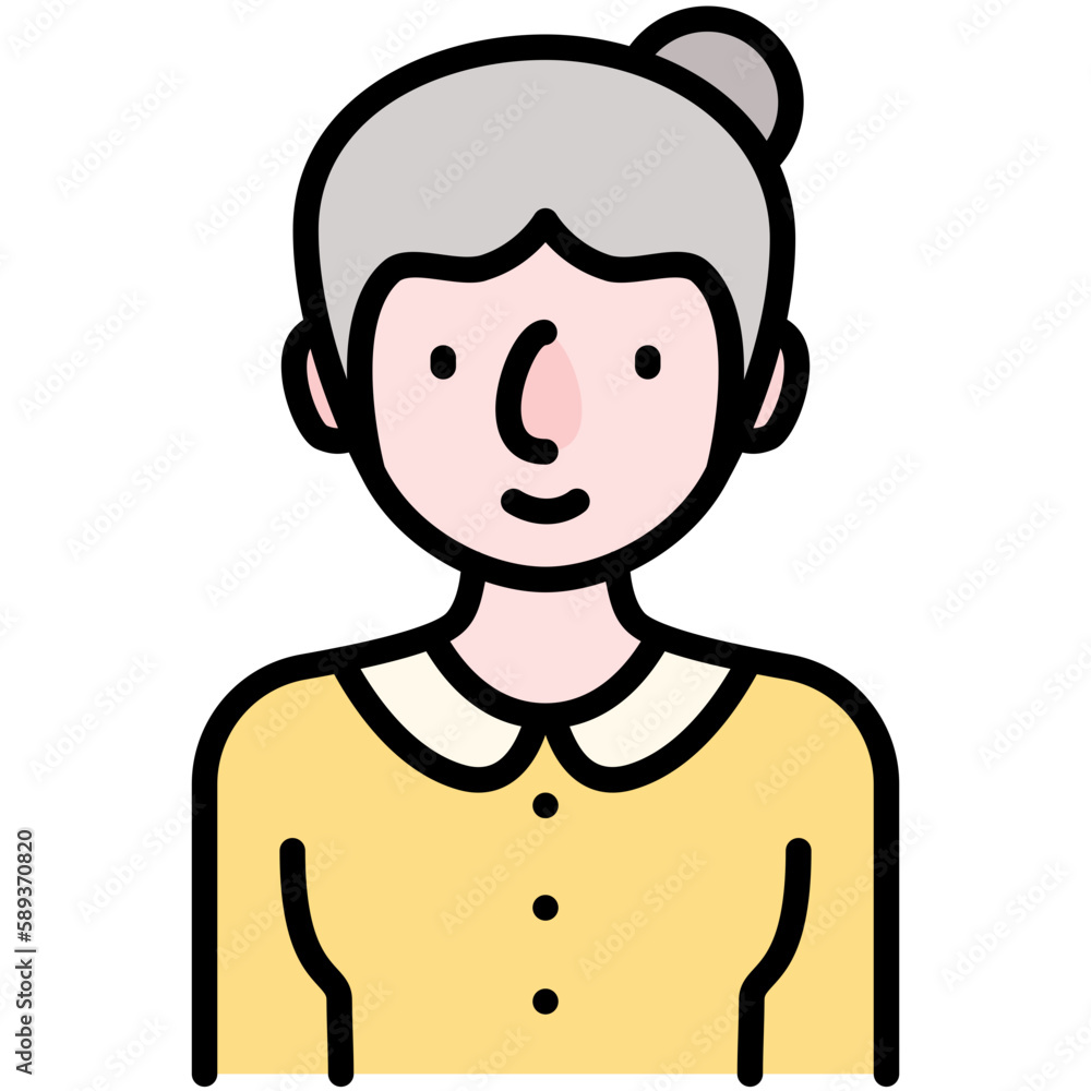 elder female avatar black outline filled color icon elder female avatar black outline filled color icon