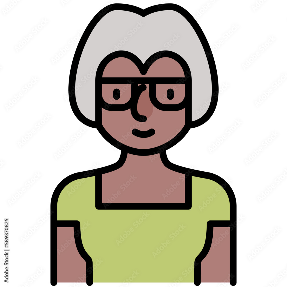 elder female avatar black outline filled color icon elder female avatar black outline filled color icon