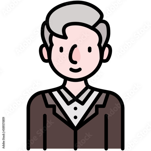 elder male avatar black outline filled color icon