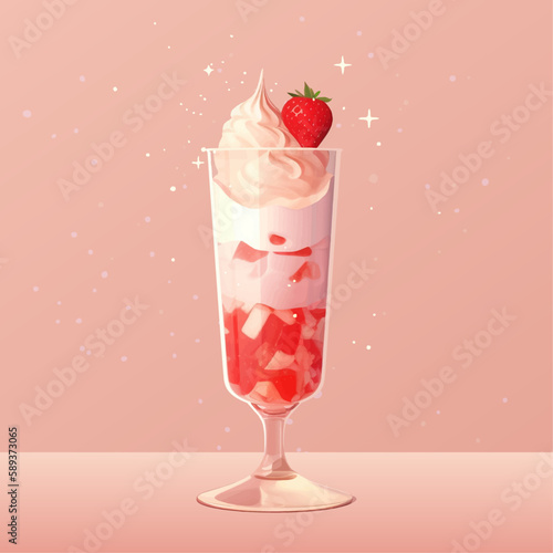いちごパフェのベクターイラスト	
