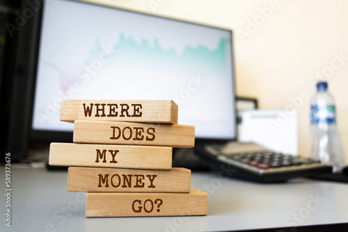 Canvas-taulu Wooden blocks with words 'Where does my money go?'