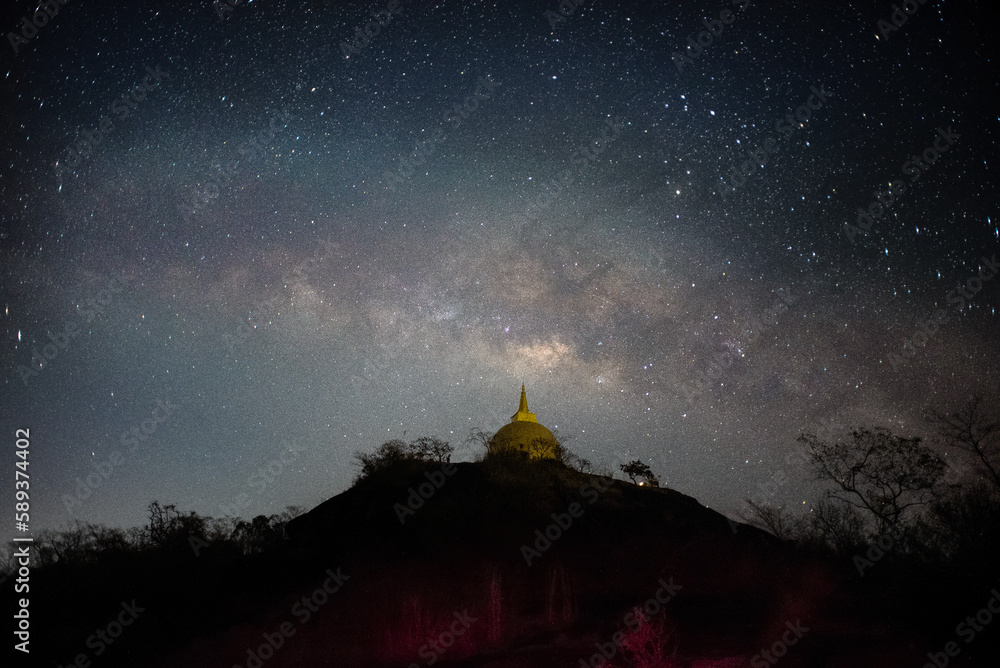 Dreamy landscape of Milky way galaxy. Amazing background of night sky at Thailand. Long exposure