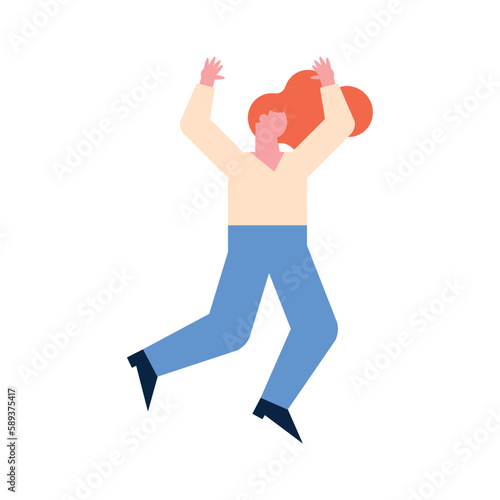 young redhead woman celebrating
