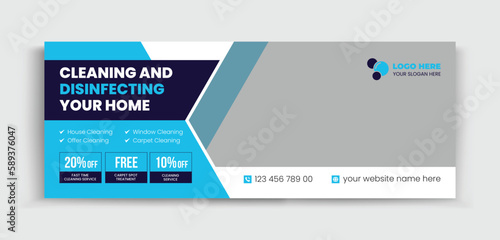 Cleaning Service facebook cover | Professional business facebook cover page timeline web ad banner template. Cleaning business company social media design 