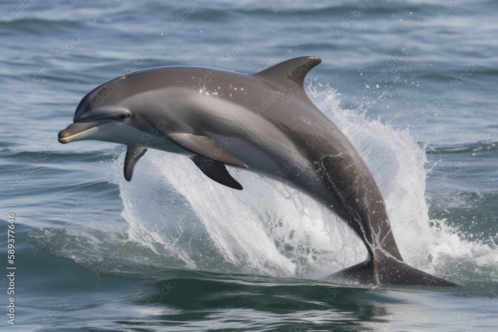 Fototapeta premium Dolphins dancing in the Pacific Ocean
