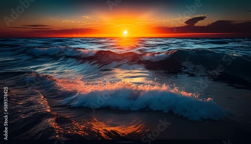 Beautiful Sunset Over the Ocean Background  Made with Generative AI