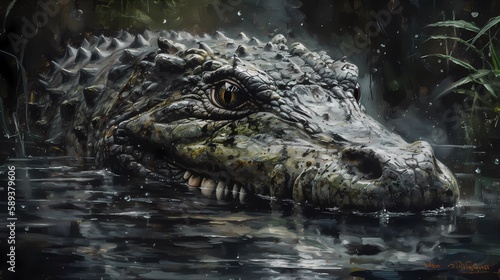 Crocodile Fierce Predator Background  Made with Generative AI