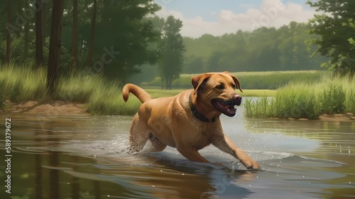 Playful Labrador Retriever 2D Background  Made with Generative AI