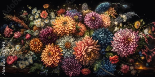 Beautiful Bouquet of Flowers Background, Made with Generative AI © Mohammad