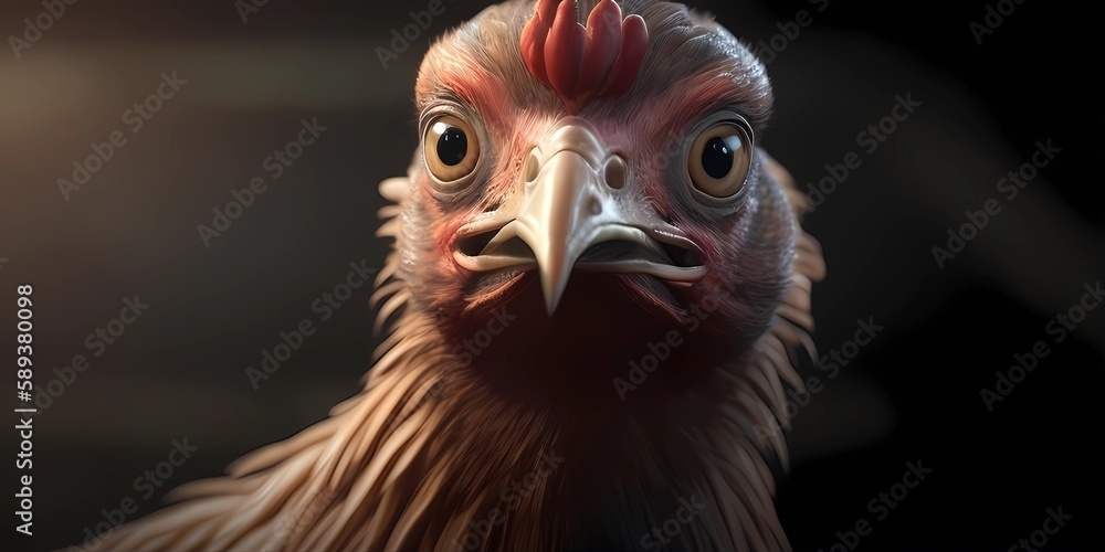Cinematic Hen with Serious Expression Background, Made with Generative AI