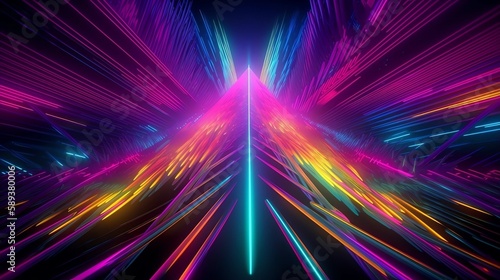 Bright Neon Rays Abstract Background, Made with Generative AI
